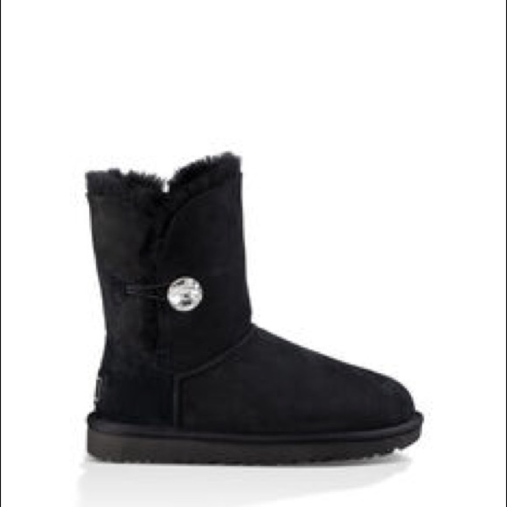 Black Bailey Button Uggs with Swarovski Crystals